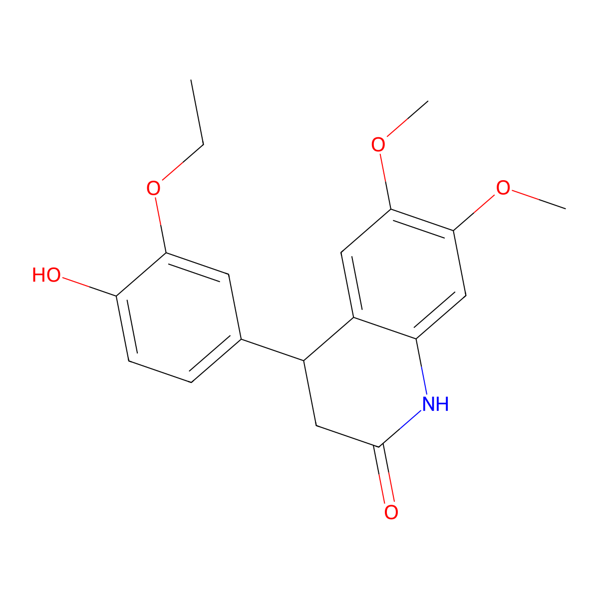 4-(3-ethoxy-4-hydroxyphenyl)-6,7-dimethoxy-3,4-dihydroquinolin-2(1H)-one molecular structure, CAS 725687-07-0