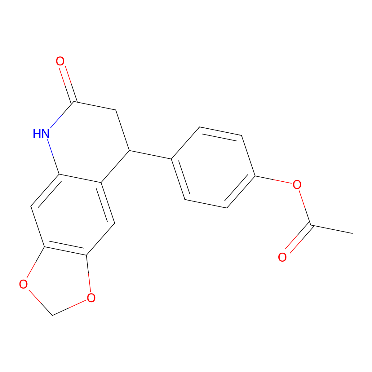 4-(6-Oxo-5,6,7,8-tetrahydro[1,3]dioxolo[4,5-g]quinolin-8-yl)phenyl acetate molecular structure, CAS 725687-21-8