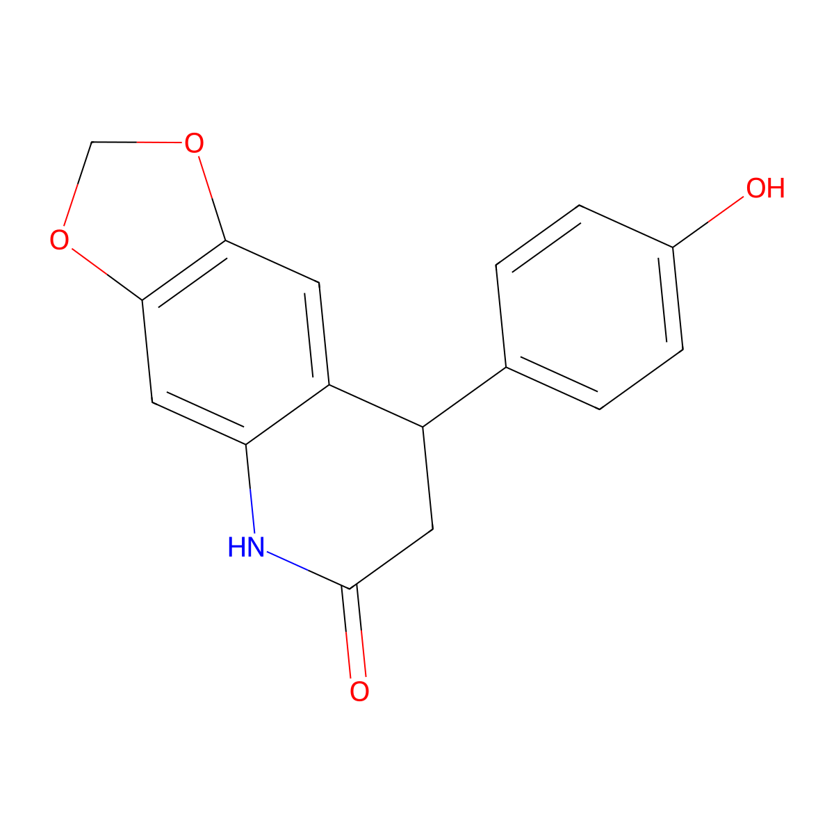 8-(4-hydroxyphenyl)-7,8-dihydro[1,3]dioxolo[4,5-g]quinolin-6(5H)-one molecular structure, CAS 725687-26-3