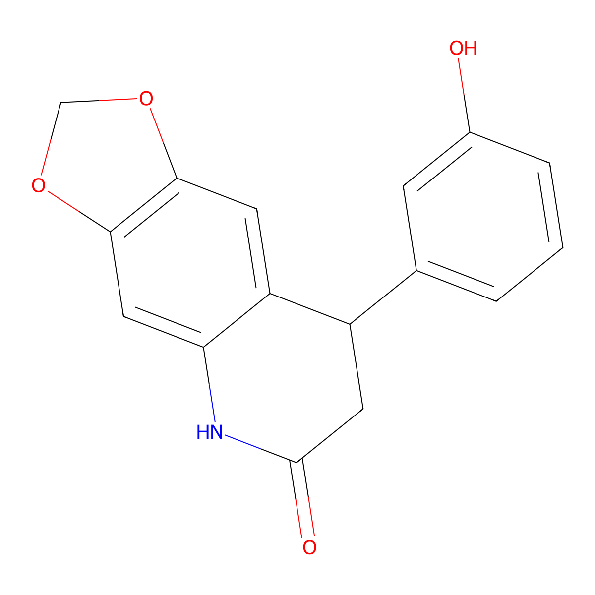 8-(3-hydroxyphenyl)-7,8-dihydro[1,3]dioxolo[4,5-g]quinolin-6(5H)-one molecular structure, CAS 725687-28-5