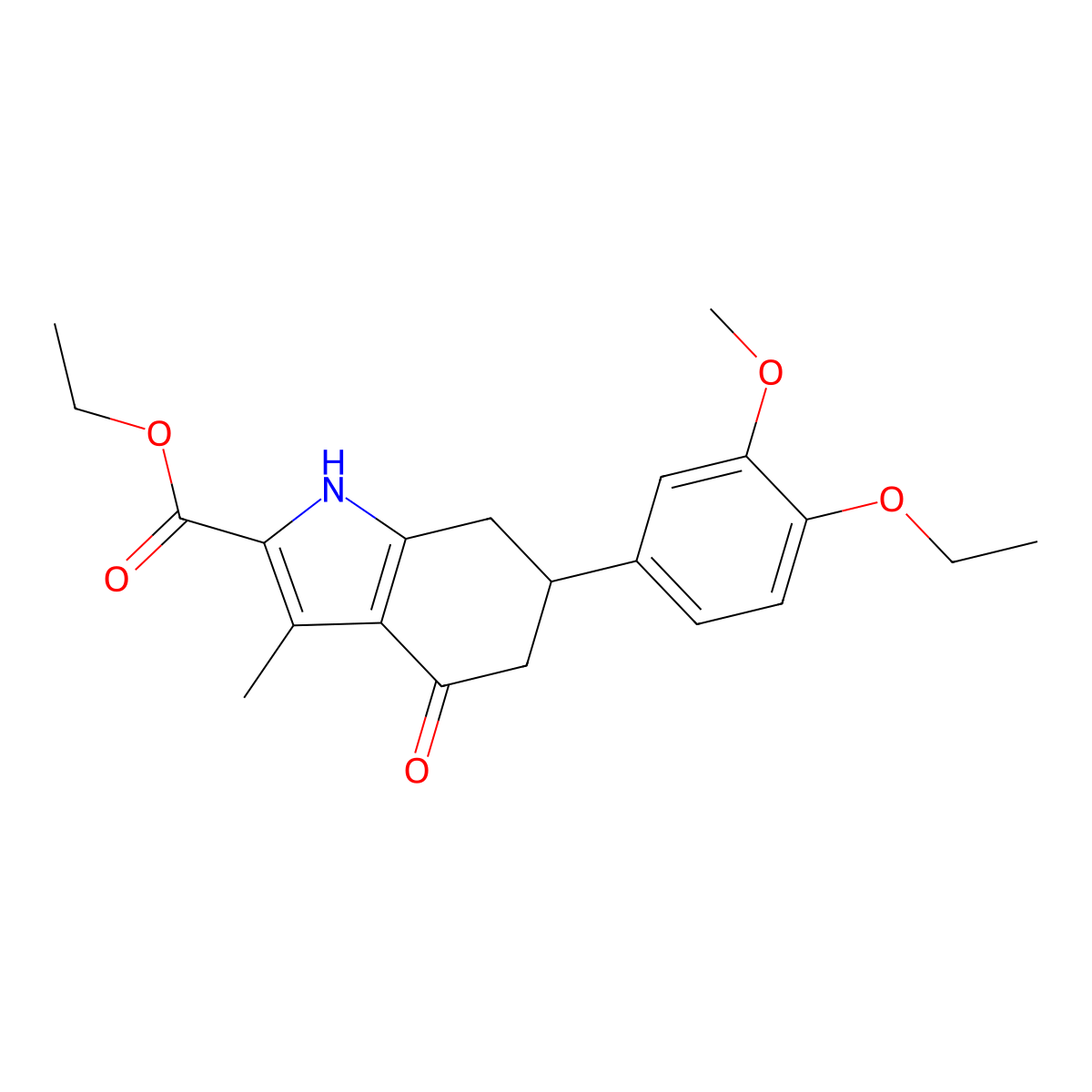 ethyl 6-(4-ethoxy-3-methoxyphenyl)-3-methyl-4-oxo-4,5,6,7-tetrahydro-1H-indole-2-carboxylate molecular structure, CAS 725687-31-0
