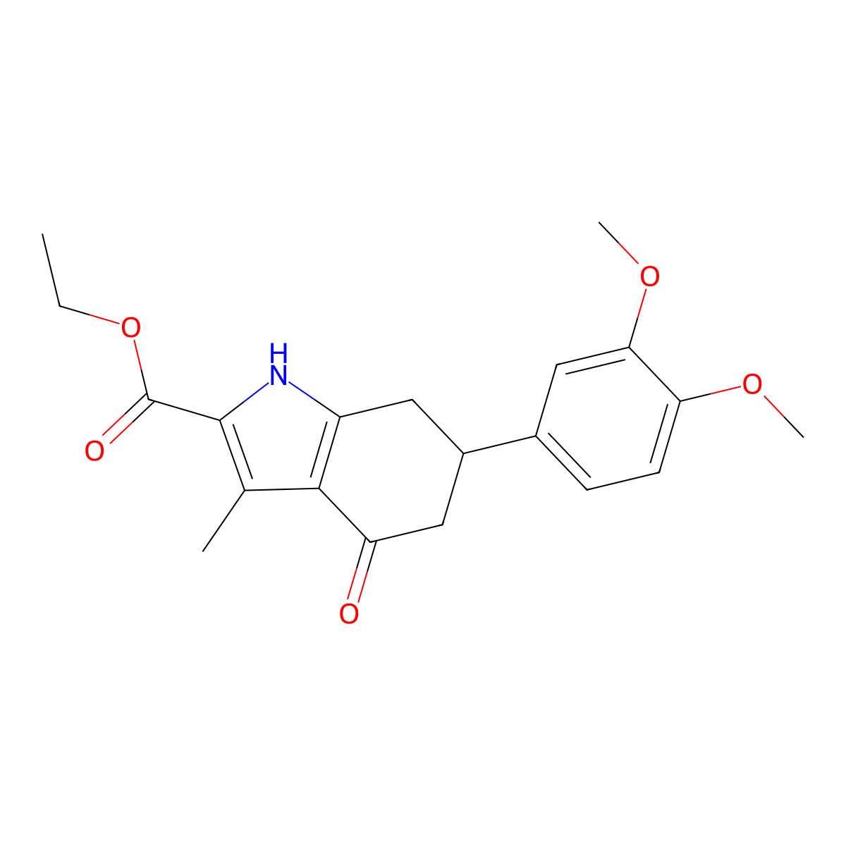 ethyl 6-(3,4-dimethoxyphenyl)-3-methyl-4-oxo-4,5,6,7-tetrahydro-1H-indole-2-carboxylate molecular structure, CAS 725687-34-3