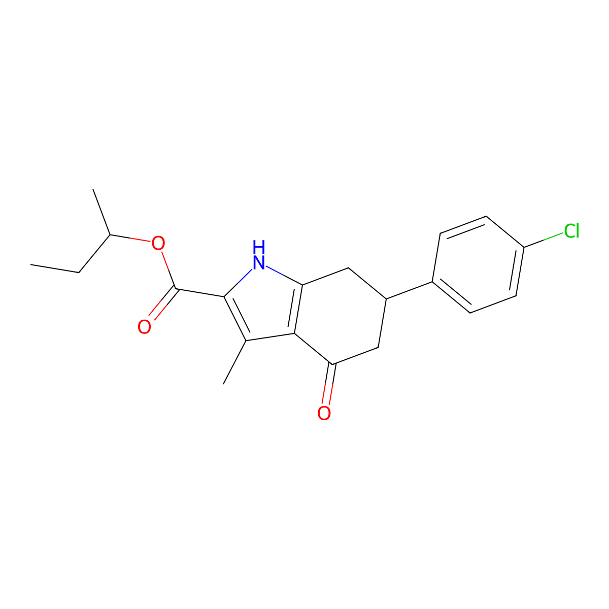 butan-2-yl 6-(4-chlorophenyl)-3-methyl-4-oxo-4,5,6,7-tetrahydro-1H-indole-2-carboxylate molecular structure, CAS 725687-42-3