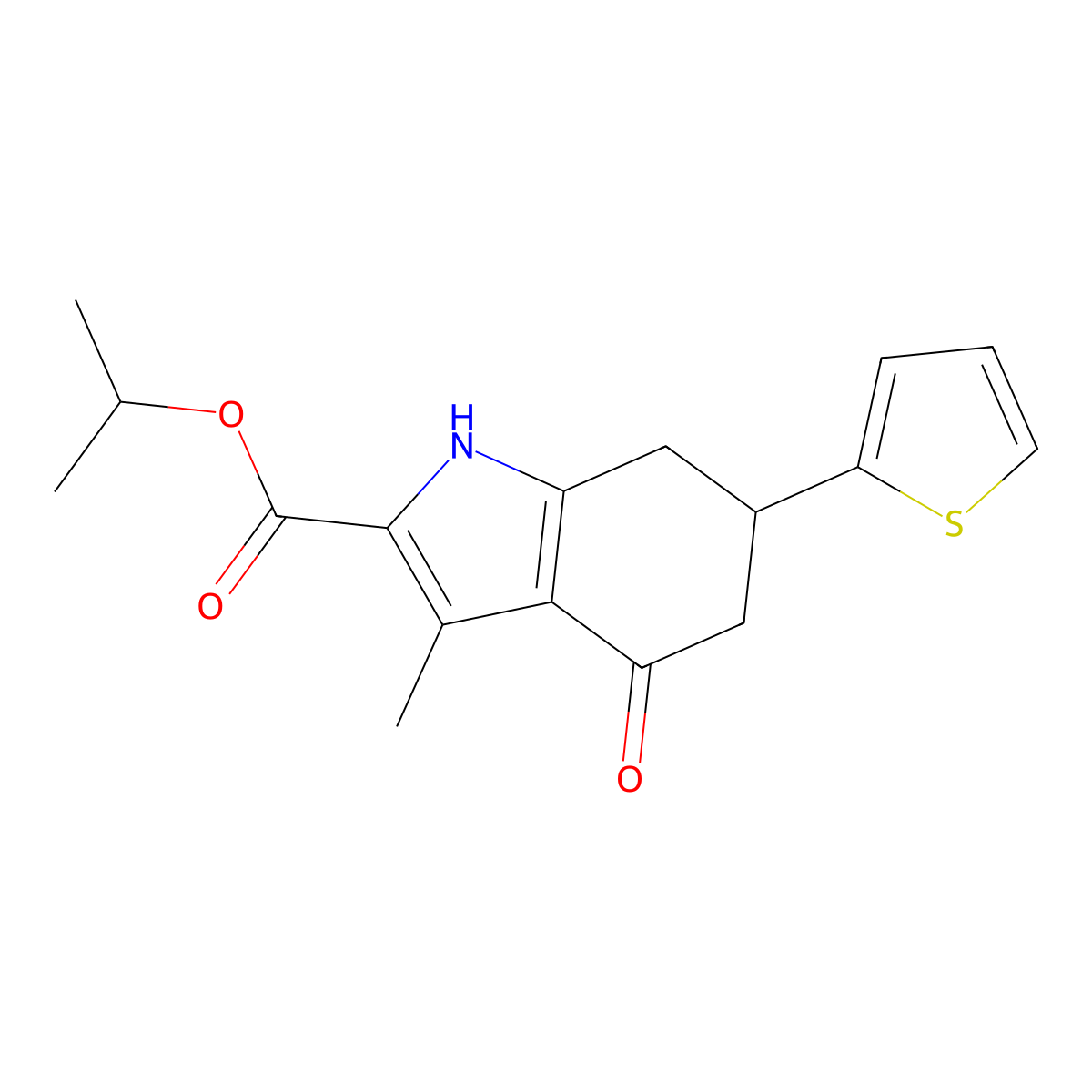 propan-2-yl 3-methyl-4-oxo-6-(thiophen-2-yl)-4,5,6,7-tetrahydro-1H-indole-2-carboxylate molecular structure, CAS 725687-46-7
