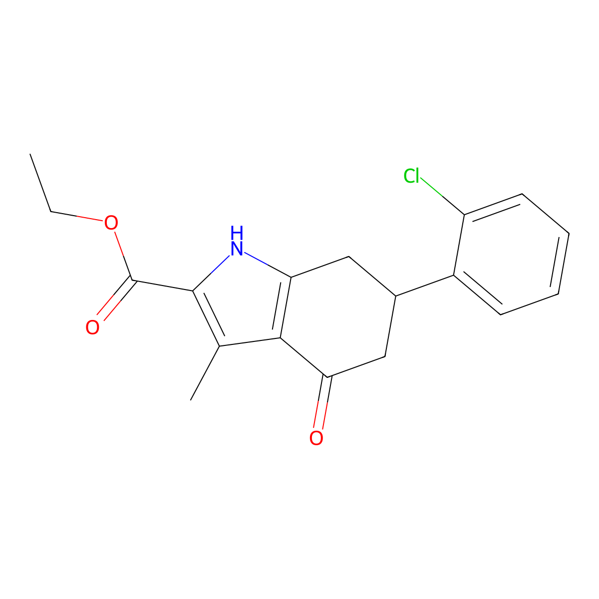 ethyl 6-(2-chlorophenyl)-3-methyl-4-oxo-4,5,6,7-tetrahydro-1H-indole-2-carboxylate molecular structure, CAS 725687-53-6