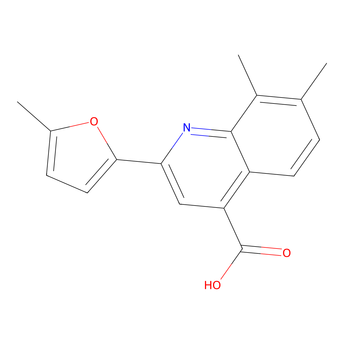 7,8-Dimethyl-2-(5-methylfuran-2-yl)quinoline-4-carboxylic acid molecular structure, CAS 725687-85-4