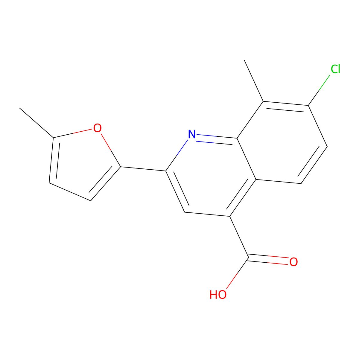 7-Chloro-8-methyl-2-(5-methyl-2-furyl)quinoline-4-carboxylic acid molecular structure, CAS 725687-87-6