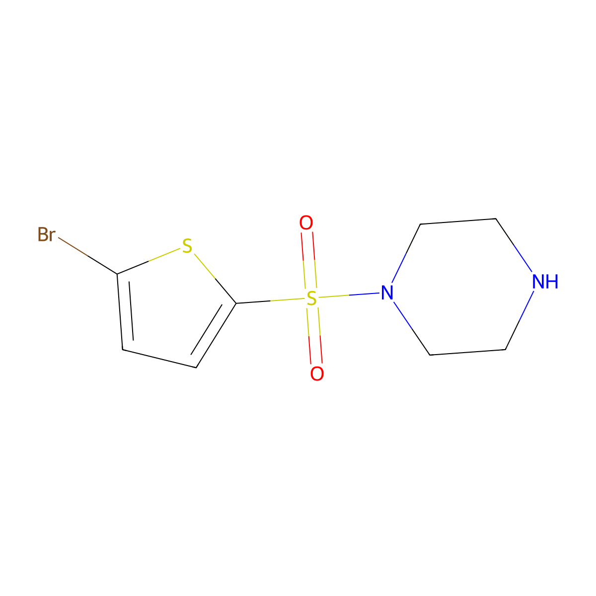 1-((5-Bromo-2-thienyl)sulfonyl)piperazine molecular structure, CAS 725688-07-3