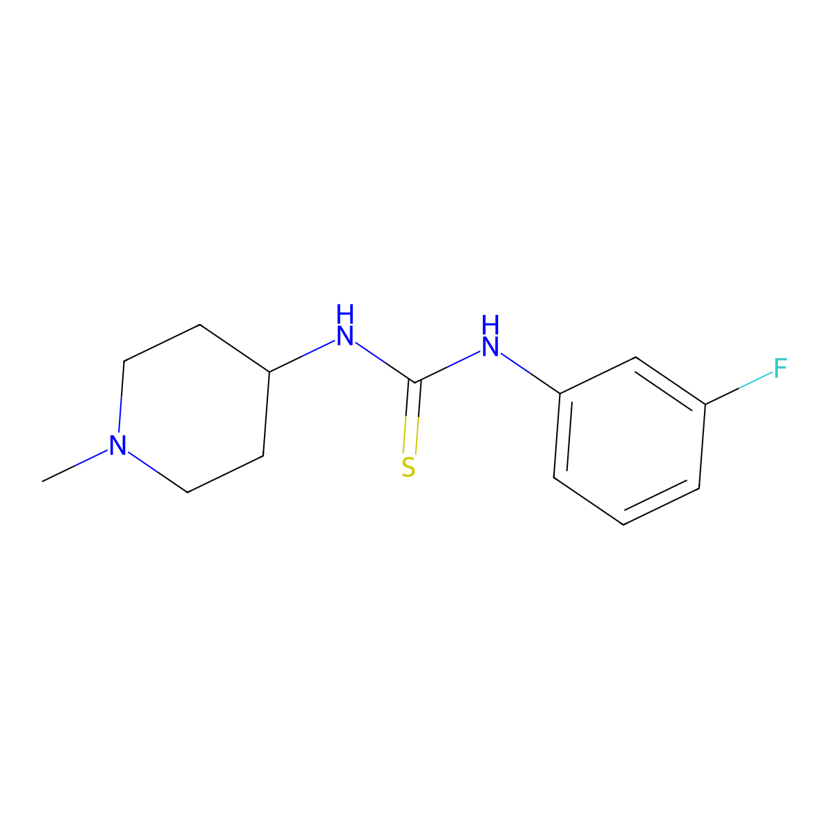 1-(3-Fluorophenyl)-3-(1-methylpiperidin-4-yl)thiourea molecular structure, CAS 725690-01-7