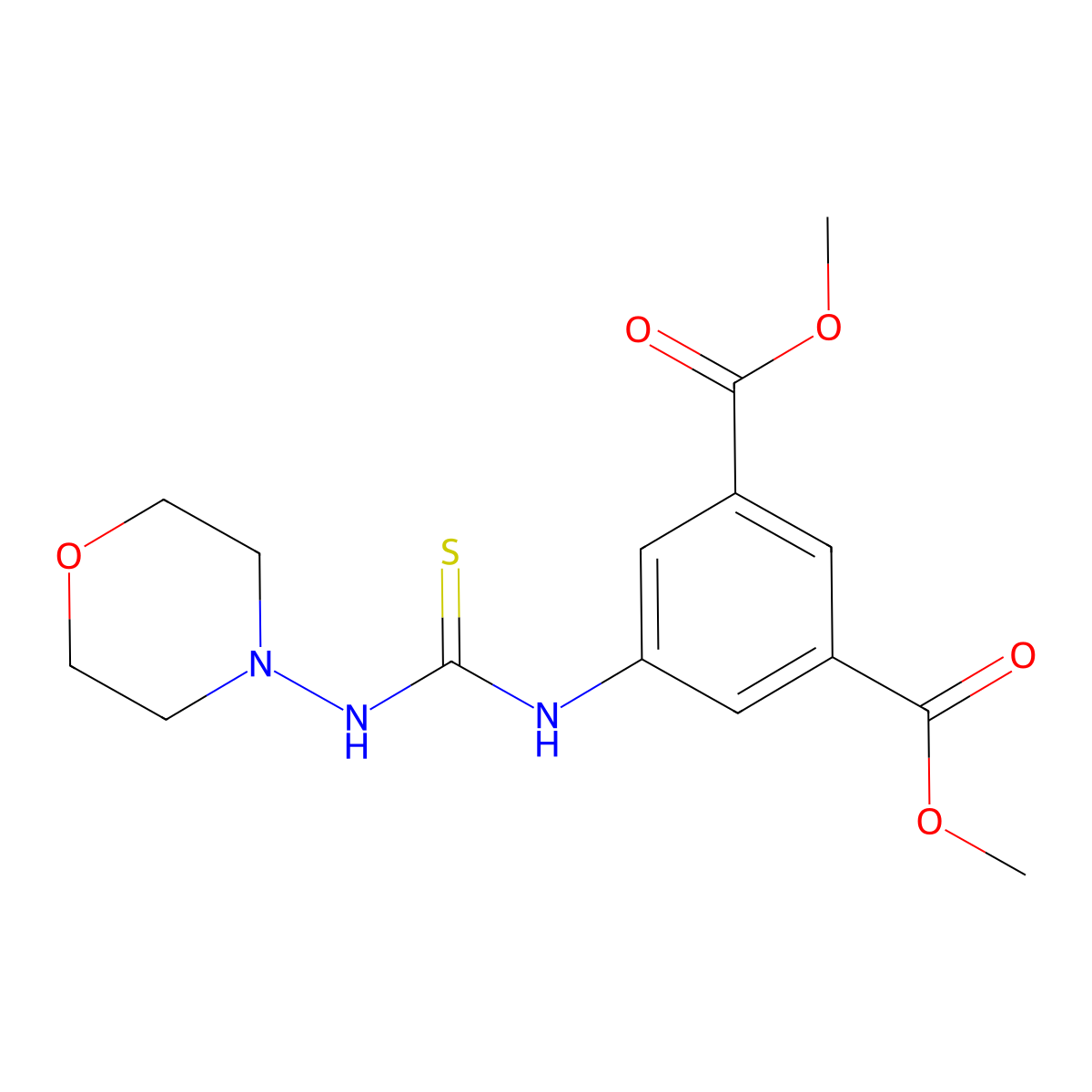 Dimethyl 5-[(morpholin-4-ylcarbamothioyl)amino]benzene-1,3-dicarboxylate molecular structure, CAS 725690-35-7