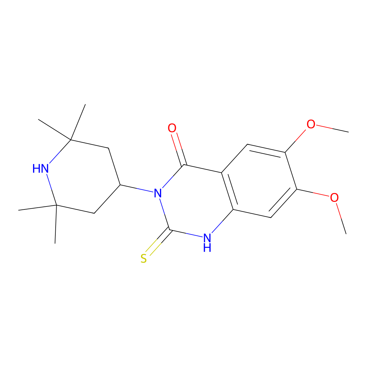 6,7-dimethoxy-2-sulfanylidene-3-(2,2,6,6-tetramethylpiperidin-4-yl)-1H-quinazolin-4-one molecular structure, CAS 725690-75-5