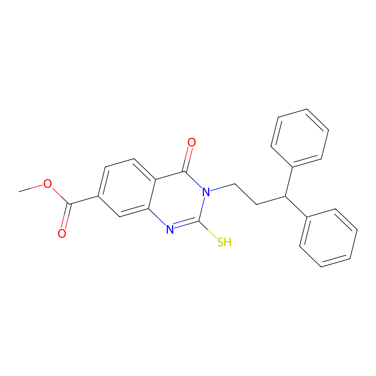 Methyl 3-(3,3-diphenylpropyl)-4-oxo-2-sulfanylidene-1H-quinazoline-7-carboxylate molecular structure, CAS 725691-92-9