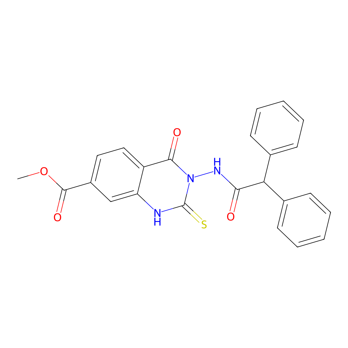 Methyl 3-[(diphenylacetyl)amino]-4-oxo-2-thioxo-1,2,3,4-tetrahydro-7-quinazolinecarboxylate molecular structure, CAS 725691-95-2