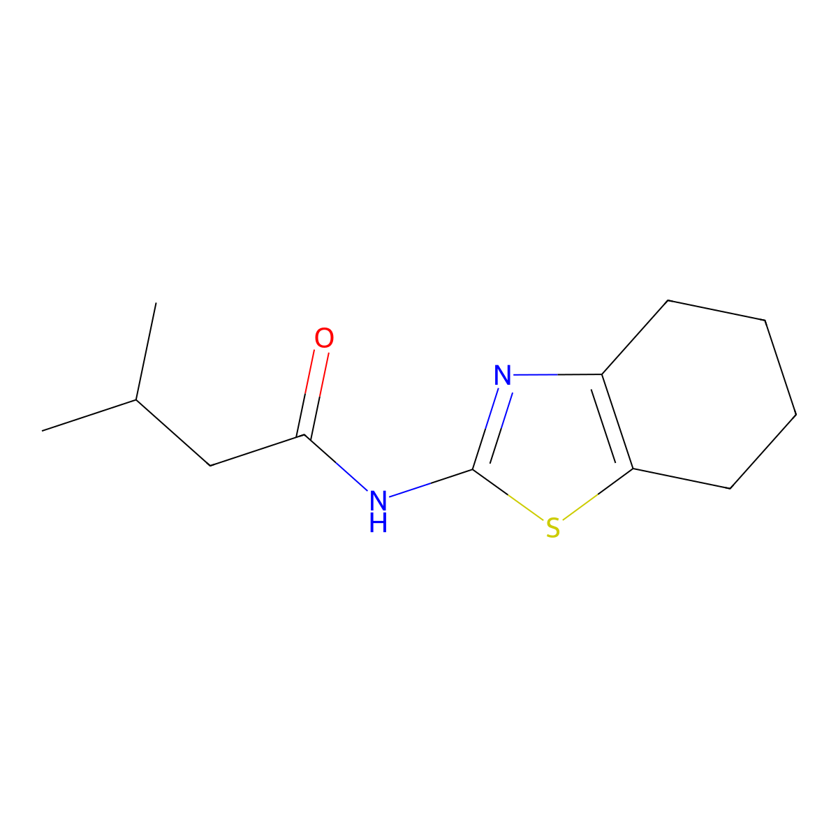 3-methyl-N-(4,5,6,7-tetrahydro-1,3-benzothiazol-2-yl)butanamide molecular structure, CAS 725692-14-8