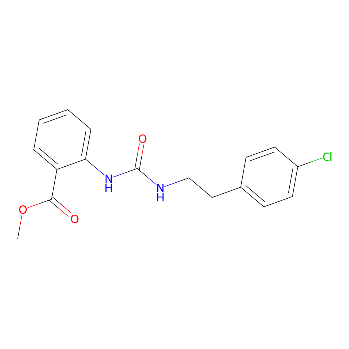 Methyl 2-({[2-(4-chlorophenyl)ethyl]carbamoyl}amino)benzoate molecular structure, CAS 725692-19-3