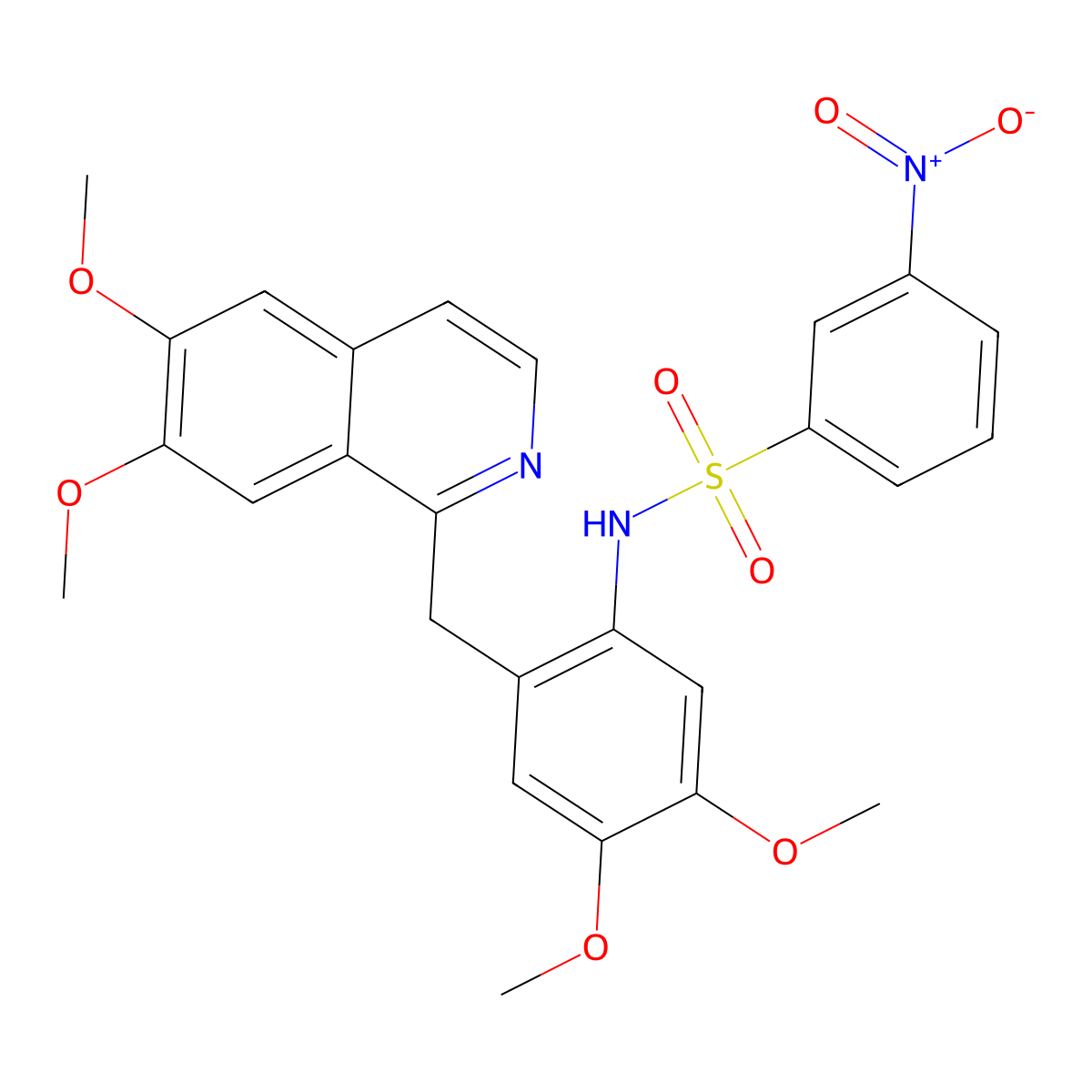 N-[2-[(6,7-dimethoxyisoquinolin-1-yl)methyl]-4,5-dimethoxyphenyl]-3-nitrobenzenesulfonamide molecular structure, CAS 725692-30-8