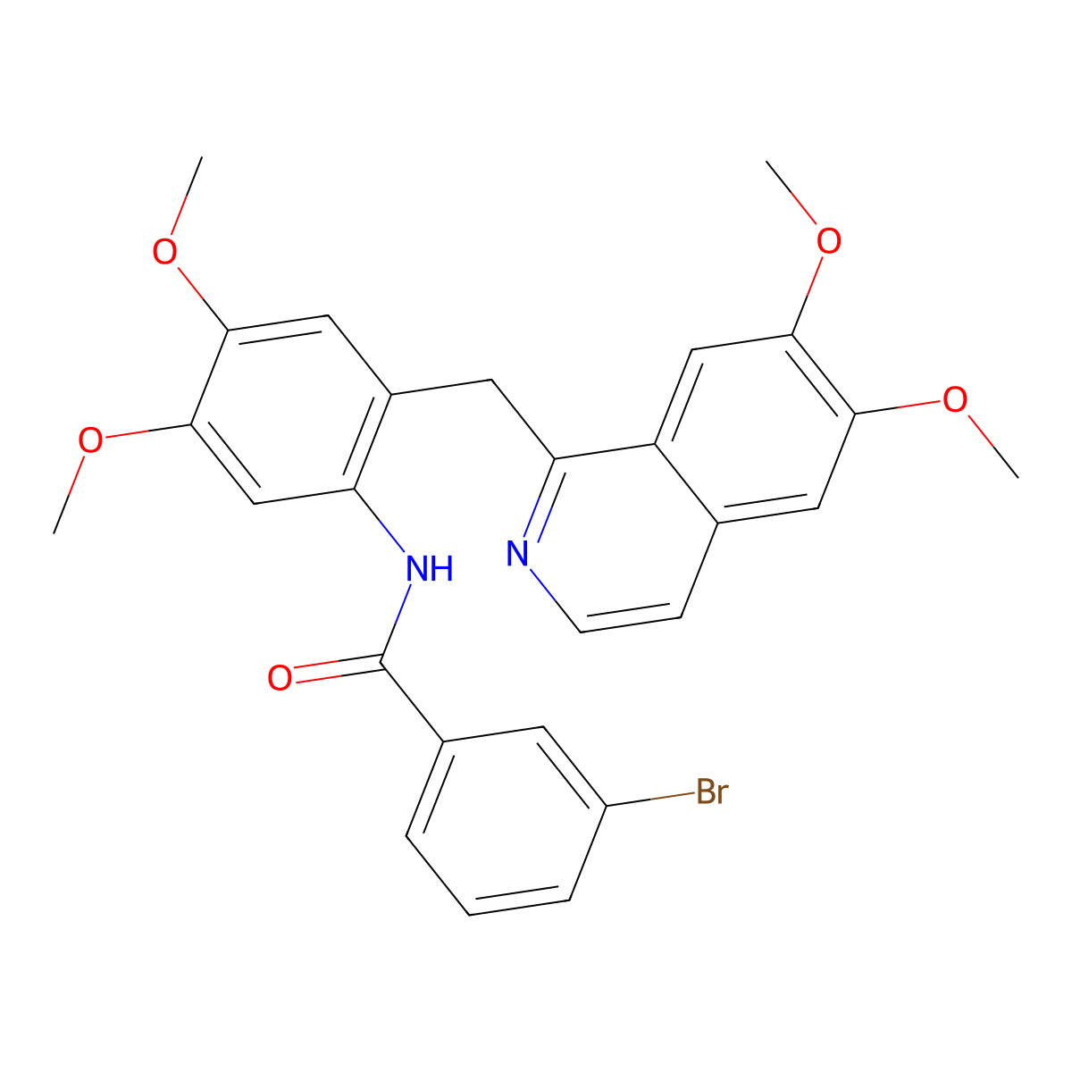 3-bromo-N-[2-[(6,7-dimethoxyisoquinolin-1-yl)methyl]-4,5-dimethoxyphenyl]benzamide molecular structure, CAS 725692-34-2