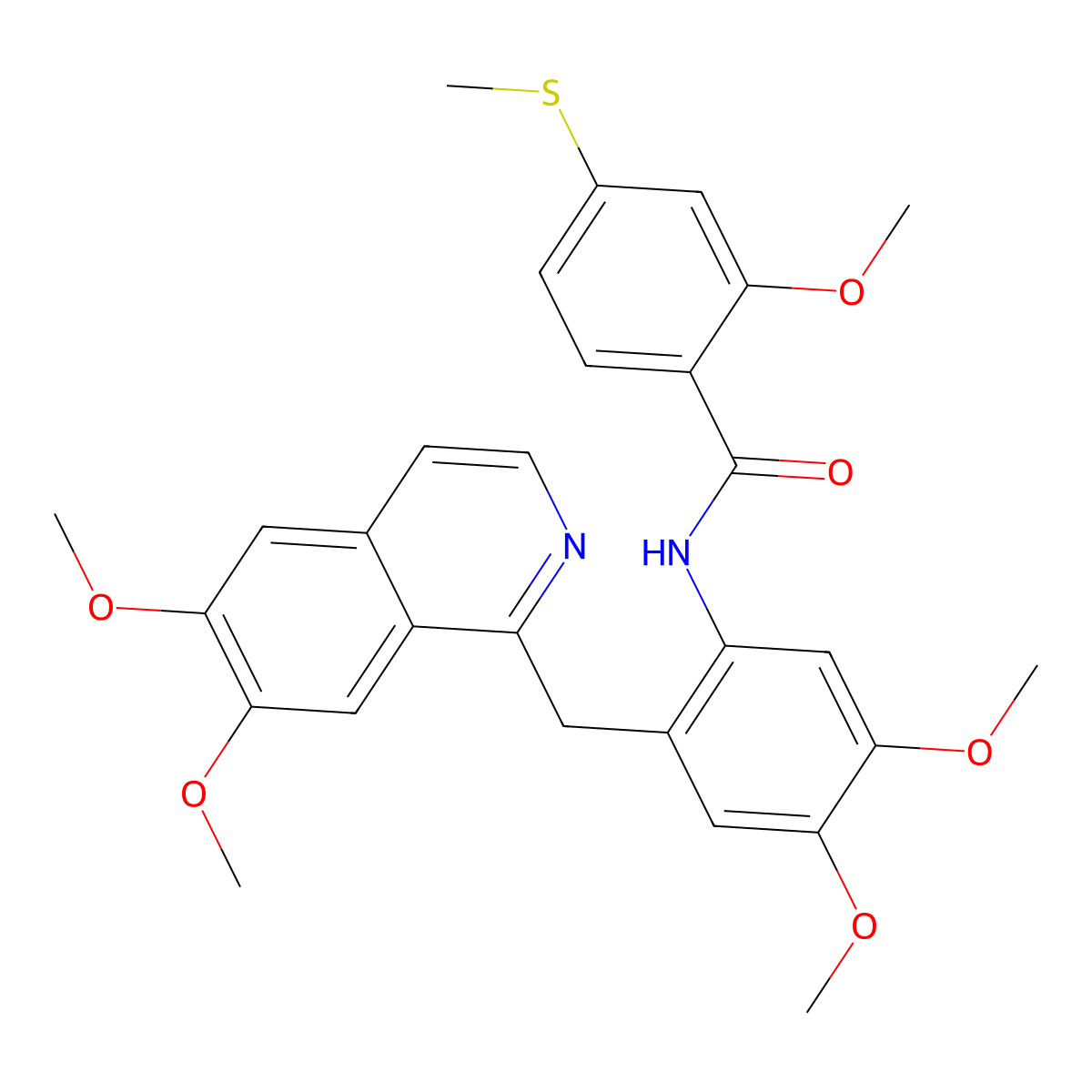 N-[2-[(6,7-dimethoxyisoquinolin-1-yl)methyl]-4,5-dimethoxyphenyl]-2-methoxy-4-methylsulfanylbenzamide molecular structure, CAS 725692-51-3