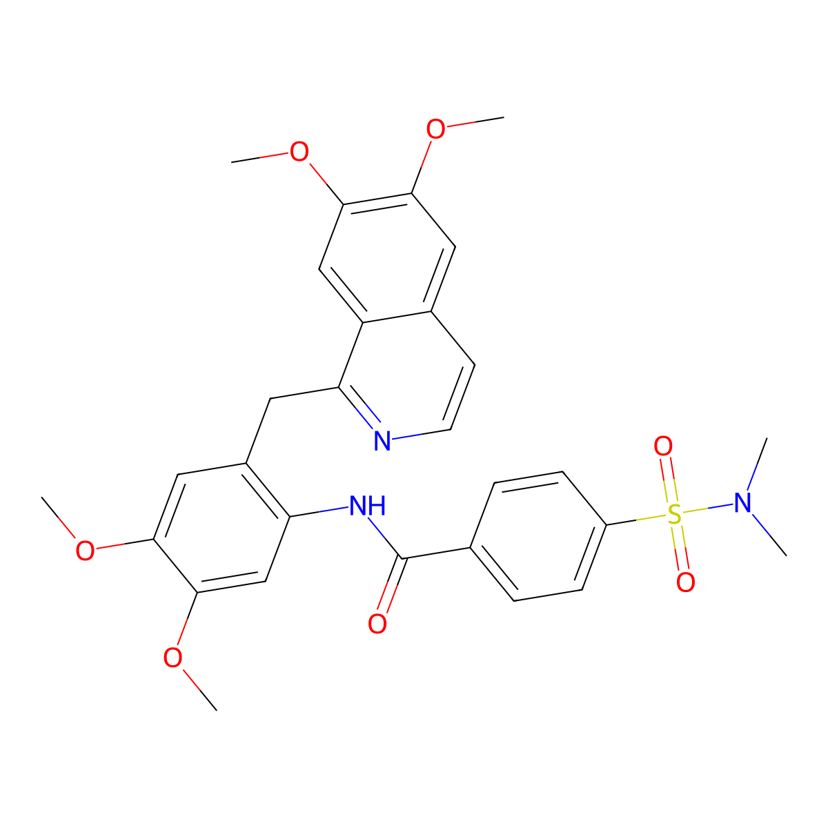 N-[2-[(6,7-dimethoxyisoquinolin-1-yl)methyl]-4,5-dimethoxyphenyl]-4-(dimethylsulfamoyl)benzamide molecular structure, CAS 725692-56-8