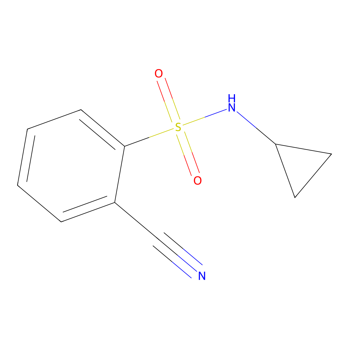 2-cyano-N-cyclopropylbenzene-1-sulfonamide molecular structure, CAS 725692-76-2