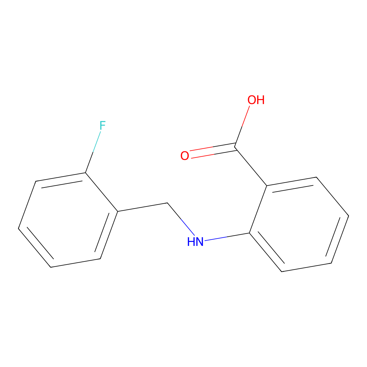 2-[(2-Fluorobenzyl)amino]benzoic acid molecular structure, CAS 725692-80-8