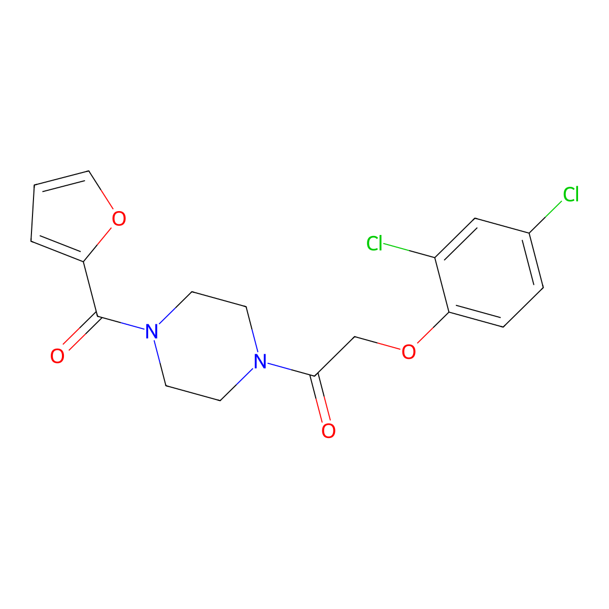 2-(2,4-Dichlorophenoxy)-1-[4-(furan-2-carbonyl)piperazin-1-yl]ethanone molecular structure, CAS 725693-62-9