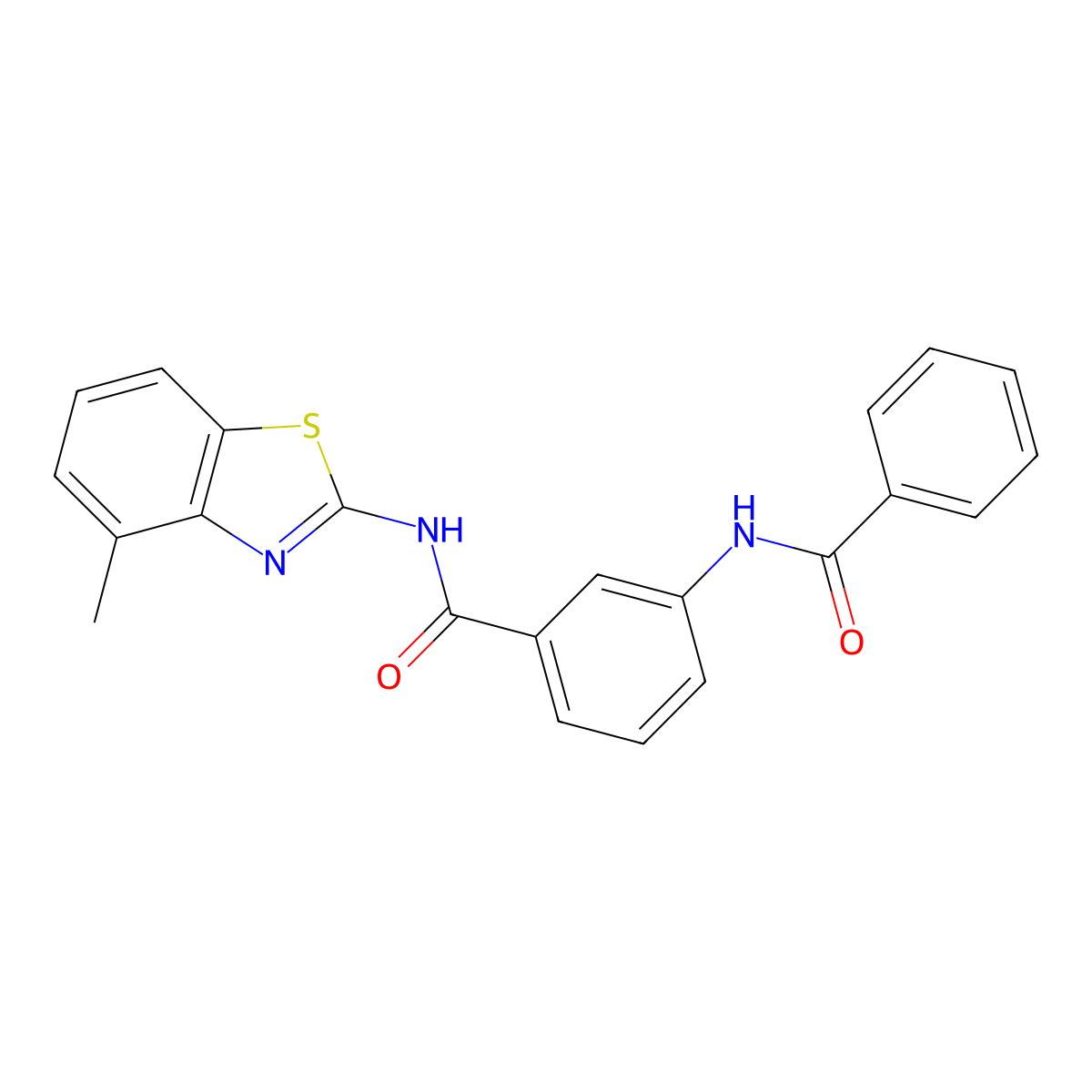 3-benzamido-N-(4-methyl-1,3-benzothiazol-2-yl)benzamide molecular structure, CAS 725693-63-0