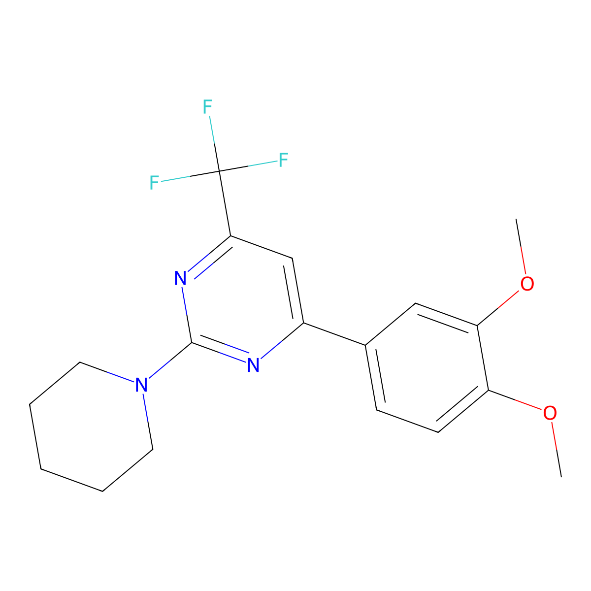 4-(3,4-Dimethoxyphenyl)-2-(1-piperidinyl)-6-(trifluoromethyl)pyrimidine molecular structure, CAS 725695-51-2