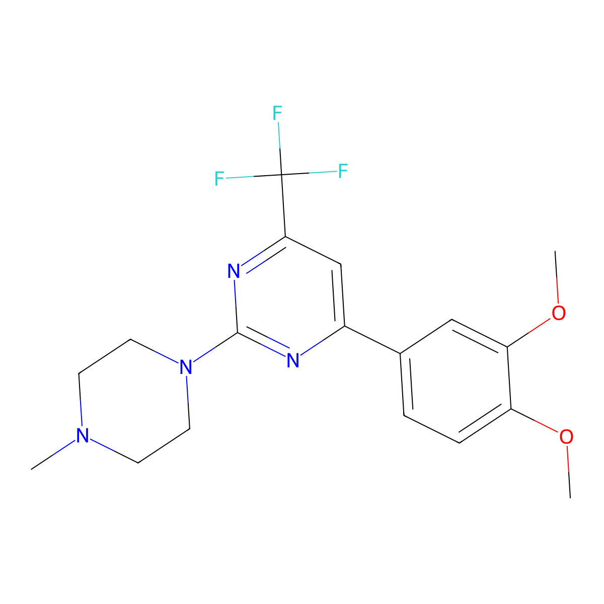 4-(3,4-Dimethoxyphenyl)-2-(4-methylpiperazin-1-yl)-6-(trifluoromethyl)pyrimidine molecular structure, CAS 725695-54-5