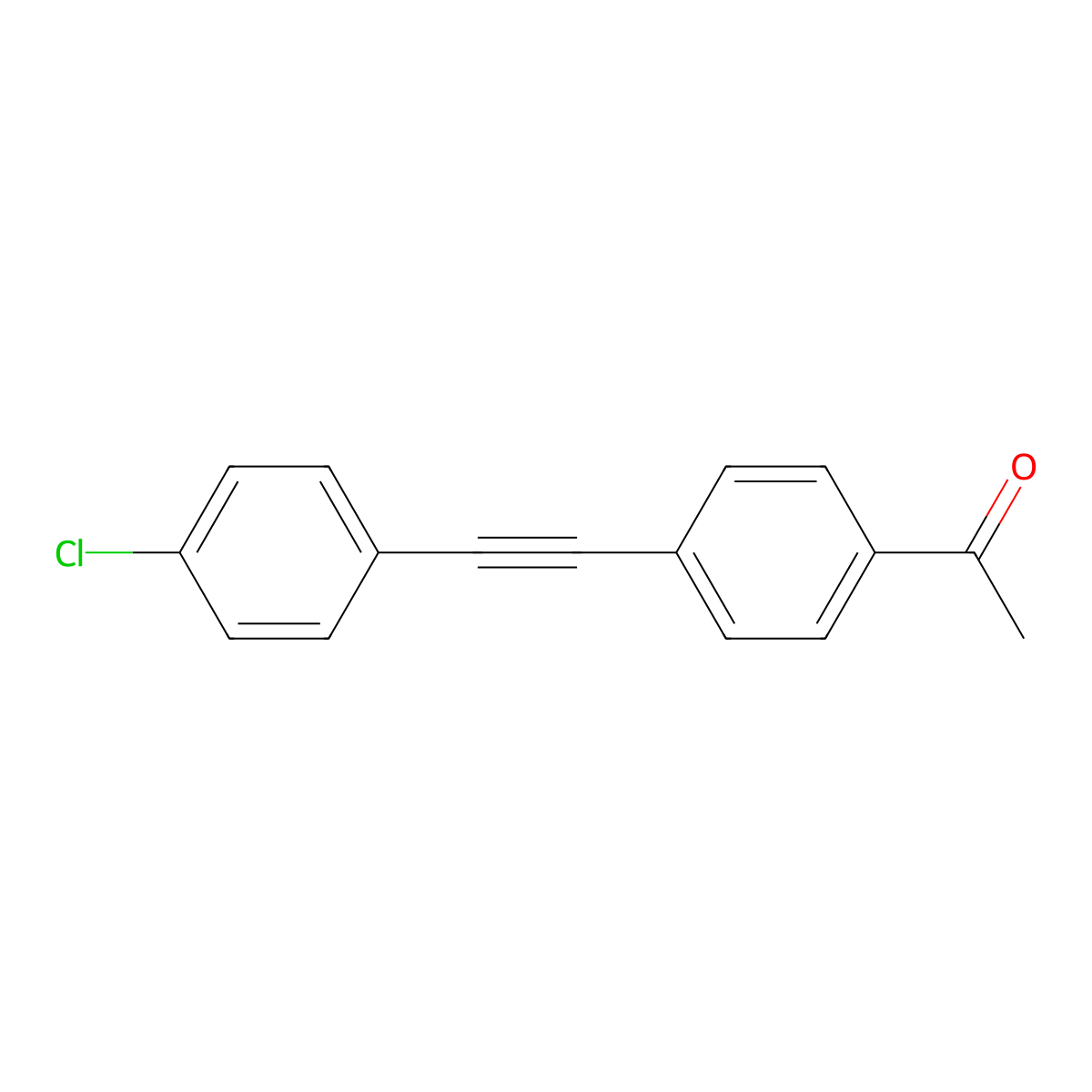 Ethanone, 1-[4-[(4-chlorophenyl)ethynyl]phenyl]- molecular structure, CAS 725695-79-4