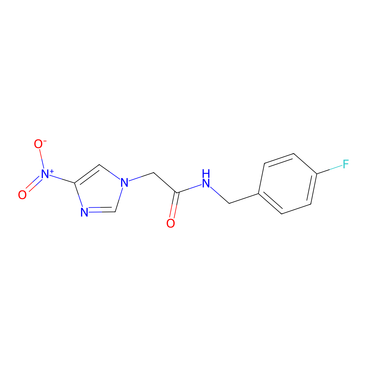 N-(4-fluorobenzyl)-2-{4-nitro-1H-imidazol-1-yl}acetamide molecular structure, CAS 725696-46-8