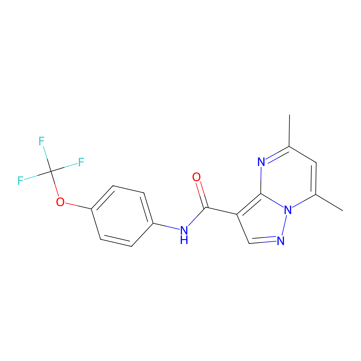 5,7-dimethyl-N-[4-(trifluoromethoxy)phenyl]pyrazolo[1,5-a]pyrimidine-3-carboxamide molecular structure, CAS 725696-68-4