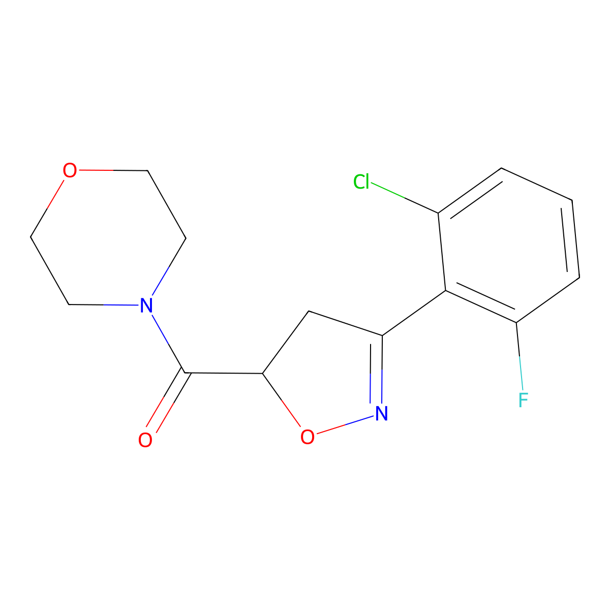 [3-(2-Chloro-6-fluorophenyl)-4,5-dihydro-1,2-oxazol-5-yl]-morpholin-4-ylmethanone molecular structure, CAS 725696-88-8
