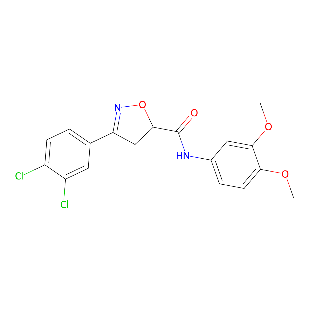 3-(3,4-dichlorophenyl)-N-(3,4-dimethoxyphenyl)-4,5-dihydro-1,2-oxazole-5-carboxamide molecular structure, CAS 725696-95-7