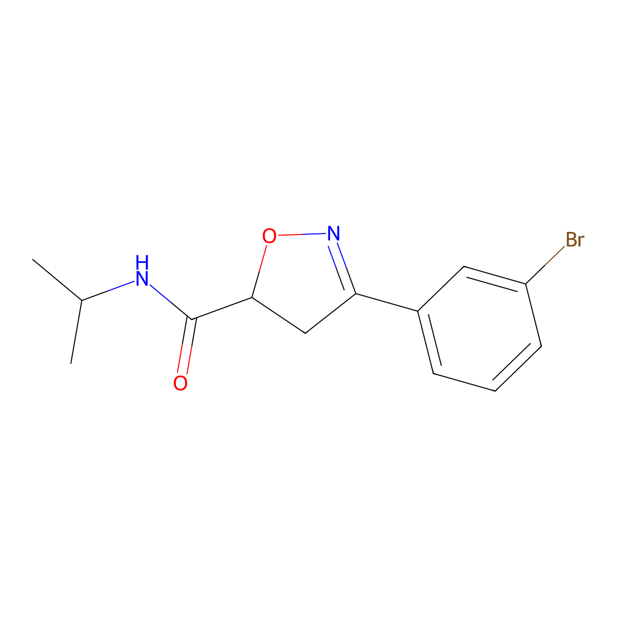 3-(3-bromophenyl)-N-propan-2-yl-4,5-dihydro-1,2-oxazole-5-carboxamide molecular structure, CAS 725697-12-1