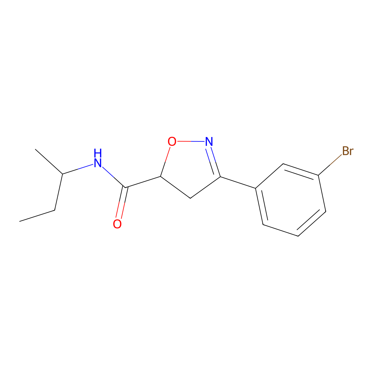 3-(3-bromophenyl)-N-butan-2-yl-4,5-dihydro-1,2-oxazole-5-carboxamide molecular structure, CAS 725697-13-2