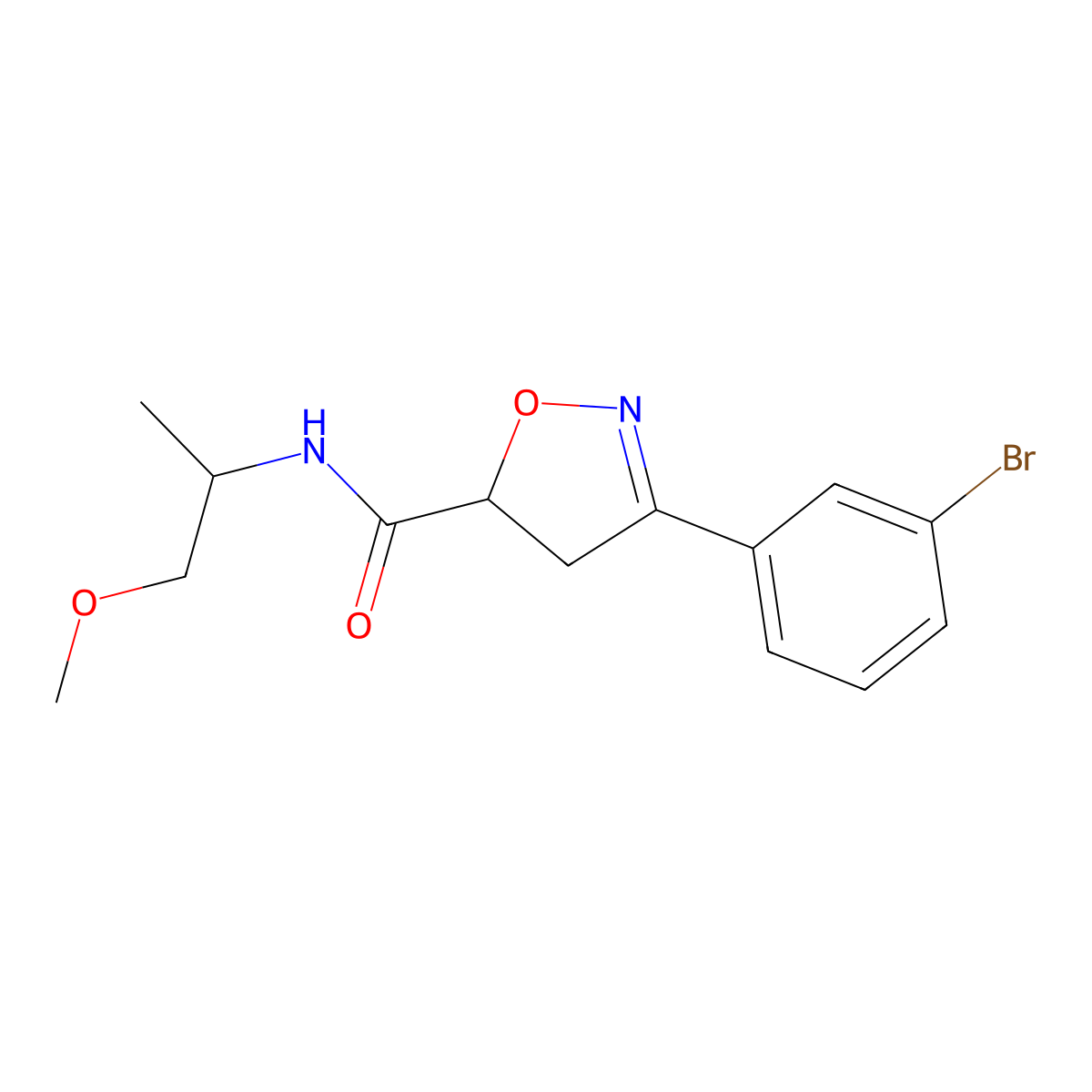 3-(3-bromophenyl)-N-(1-methoxypropan-2-yl)-4,5-dihydro-1,2-oxazole-5-carboxamide molecular structure, CAS 725697-14-3