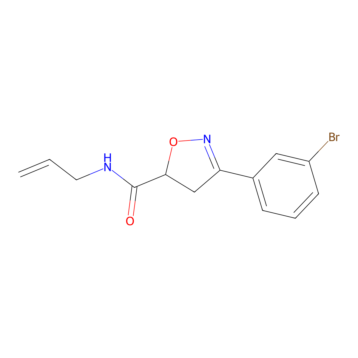 N-allyl-3-(3-bromophenyl)-4,5-dihydro-5-isoxazolecarboxamide molecular structure, CAS 725697-15-4
