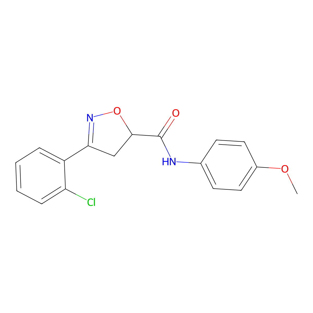 3-(2-chlorophenyl)-N-(4-methoxyphenyl)-4,5-dihydro-1,2-oxazole-5-carboxamide molecular structure, CAS 725697-24-5