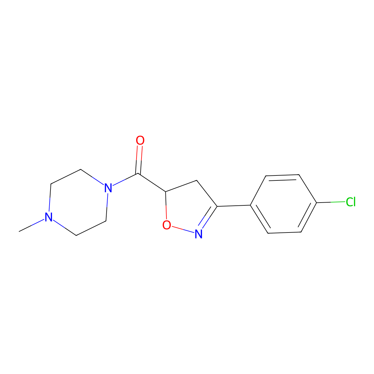 [3-(4-Chlorophenyl)-4,5-dihydro-1,2-oxazol-5-yl]-(4-methylpiperazin-1-yl)methanone molecular structure, CAS 725697-47-2