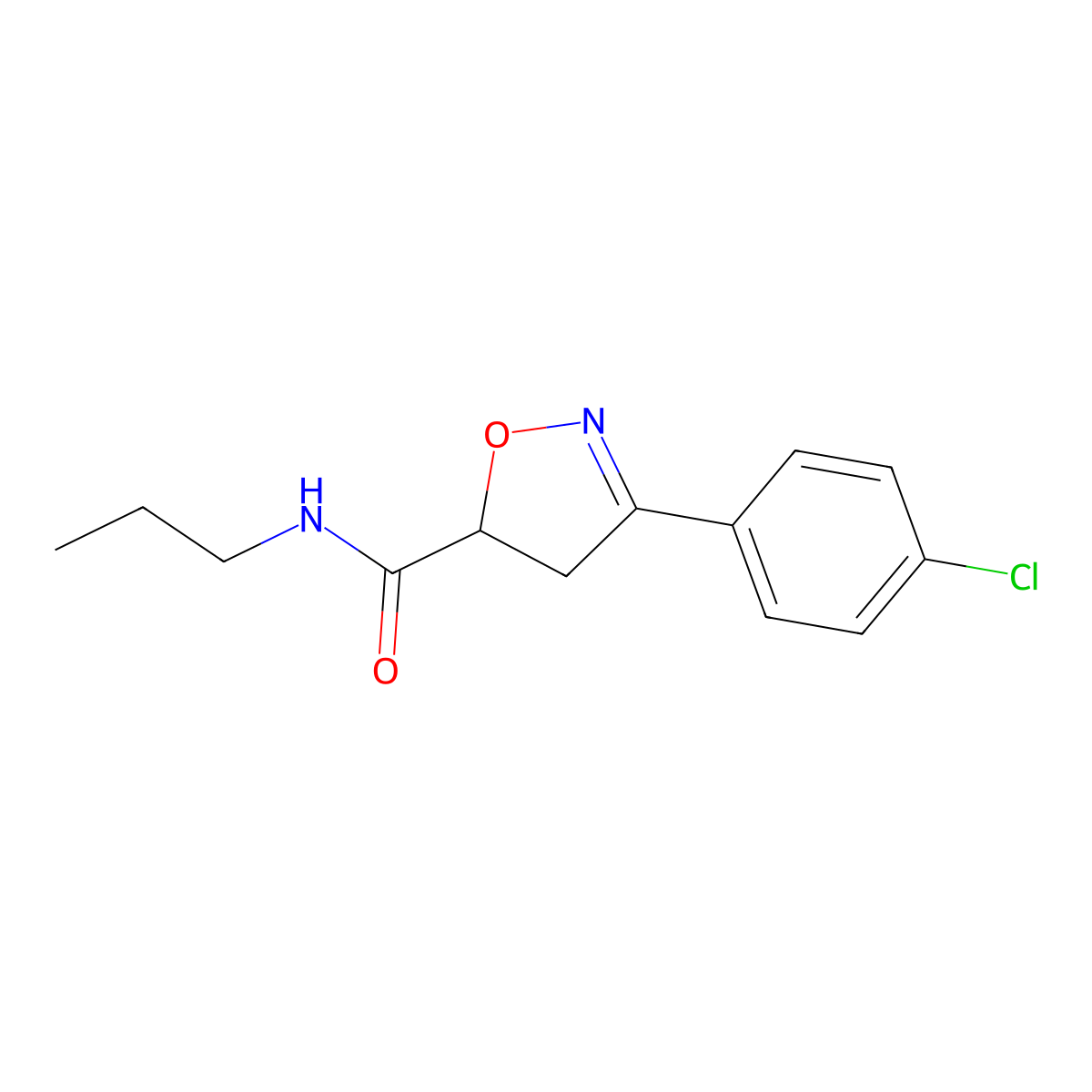 3-(4-chlorophenyl)-N-propyl-4,5-dihydro-1,2-oxazole-5-carboxamide molecular structure, CAS 725697-56-3