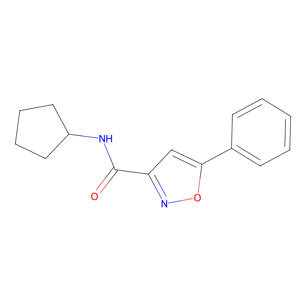 N-cyclopentyl-5-phenyl-1,2-oxazole-3-carboxamide molecular structure, CAS 725697-80-3