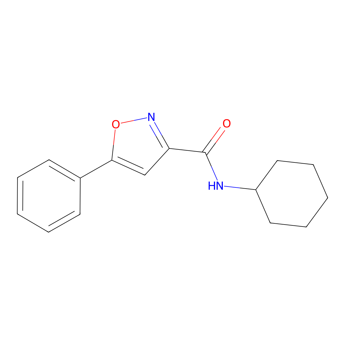 N-cyclohexyl-5-phenyl-1,2-oxazole-3-carboxamide molecular structure, CAS 725697-82-5