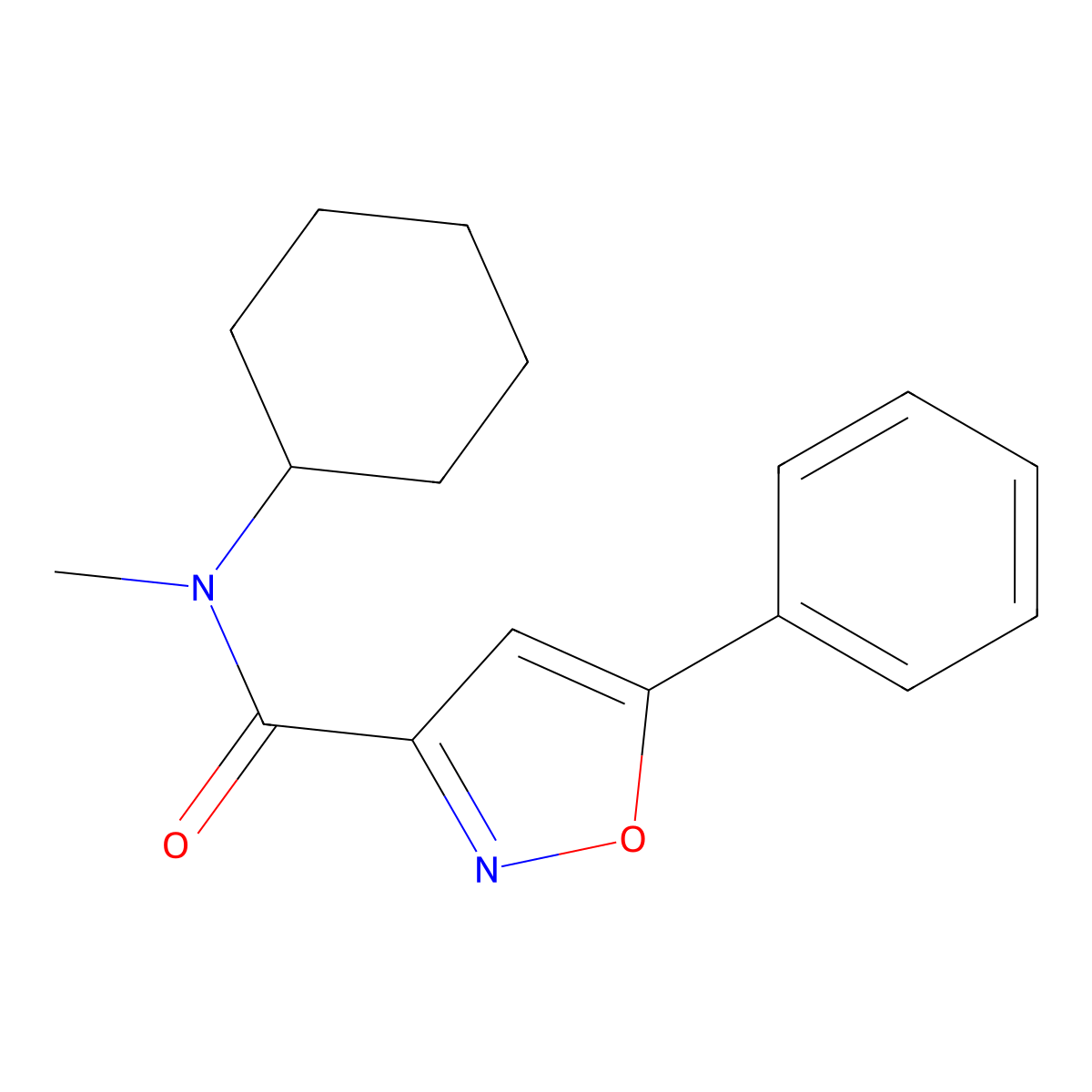 N-cyclohexyl-N-methyl-5-phenyl-1,2-oxazole-3-carboxamide molecular structure, CAS 725697-85-8