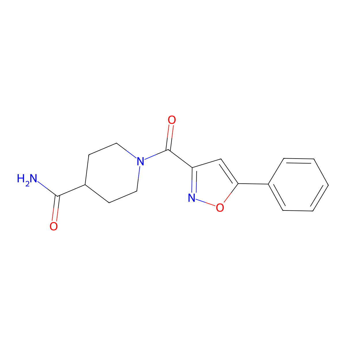 1-[(5-Phenyl-3-isoxazolyl)carbonyl]-4-piperidinecarboxamide molecular structure, CAS 725697-91-6