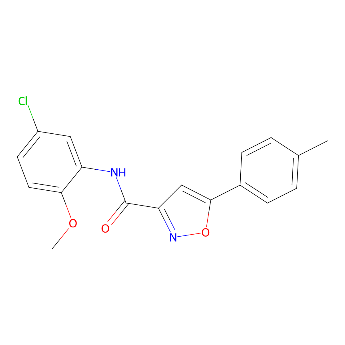 N-(5-chloro-2-methoxyphenyl)-5-(4-methylphenyl)-1,2-oxazole-3-carboxamide molecular structure, CAS 725697-94-9