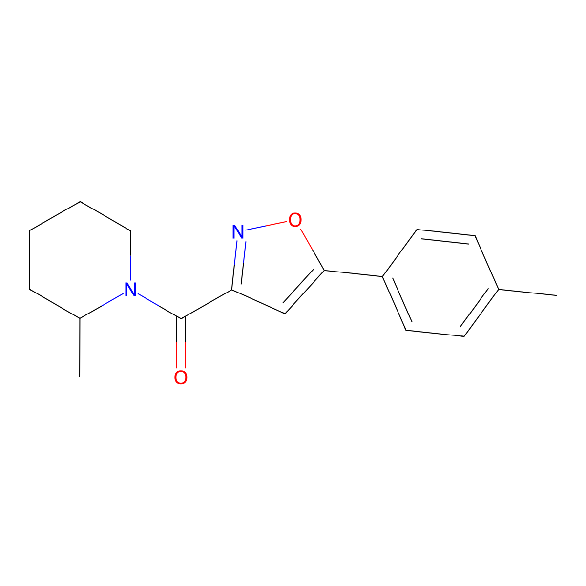 [5-(4-Methylphenyl)-1,2-oxazol-3-yl]-(2-methylpiperidin-1-yl)methanone molecular structure, CAS 725698-00-0
