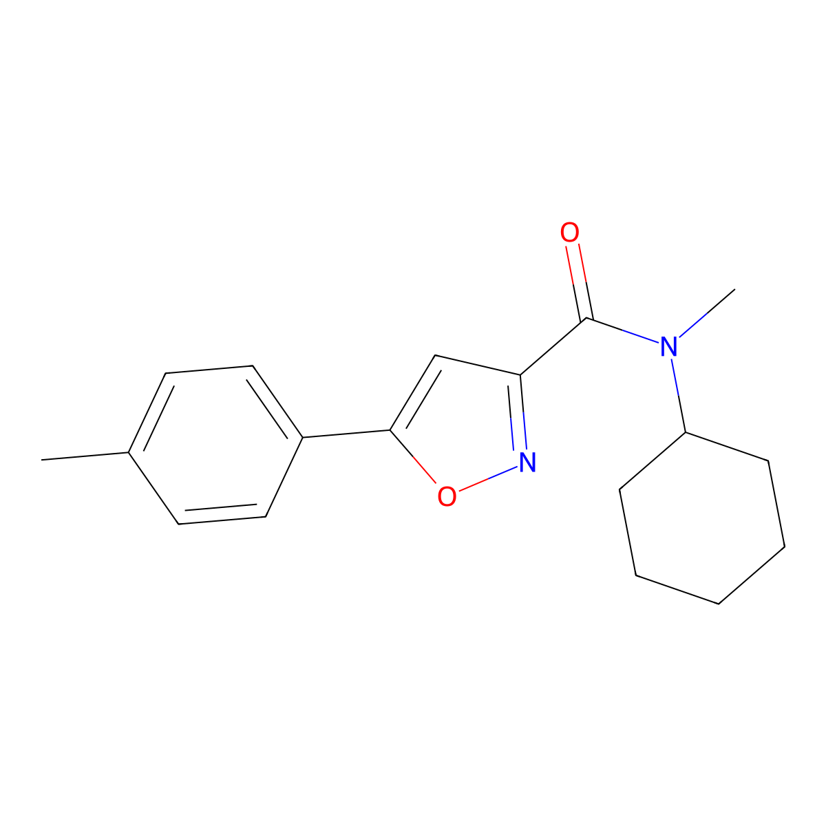 N-cyclohexyl-N-methyl-5-(4-methylphenyl)-1,2-oxazole-3-carboxamide molecular structure, CAS 725698-06-6