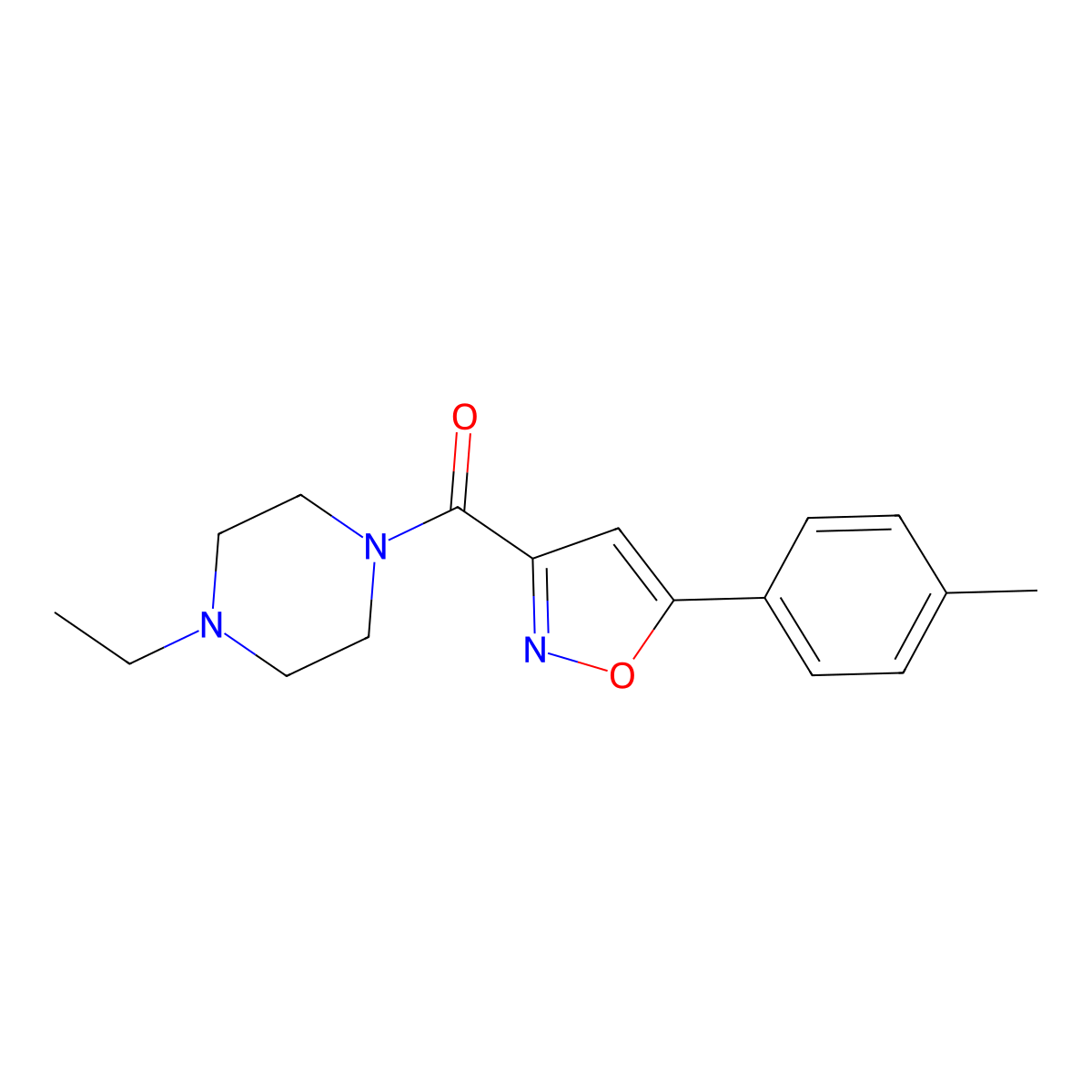 (4-Ethylpiperazin-1-yl)-[5-(4-methylphenyl)-1,2-oxazol-3-yl]methanone molecular structure, CAS 725698-13-5