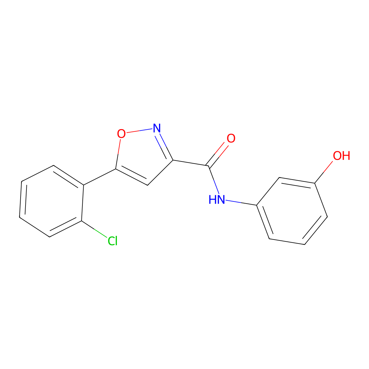 5-(2-chlorophenyl)-N-(3-hydroxyphenyl)-1,2-oxazole-3-carboxamide molecular structure, CAS 725698-16-8